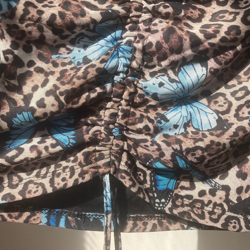 Rue21 top Butterfly animal print cinch string in front casual boho M jr - Picture 9 of 17